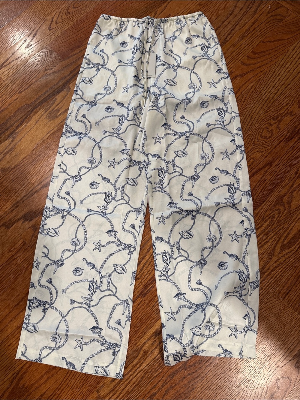Rails ivory Nautical Print Wide-Leg Drawstring Pants. BRAND NEW!